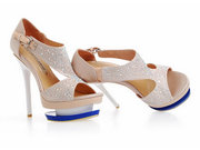 Gianmarco Lorenzi Nude Diamond Platform Sandals Wholesale with free sh